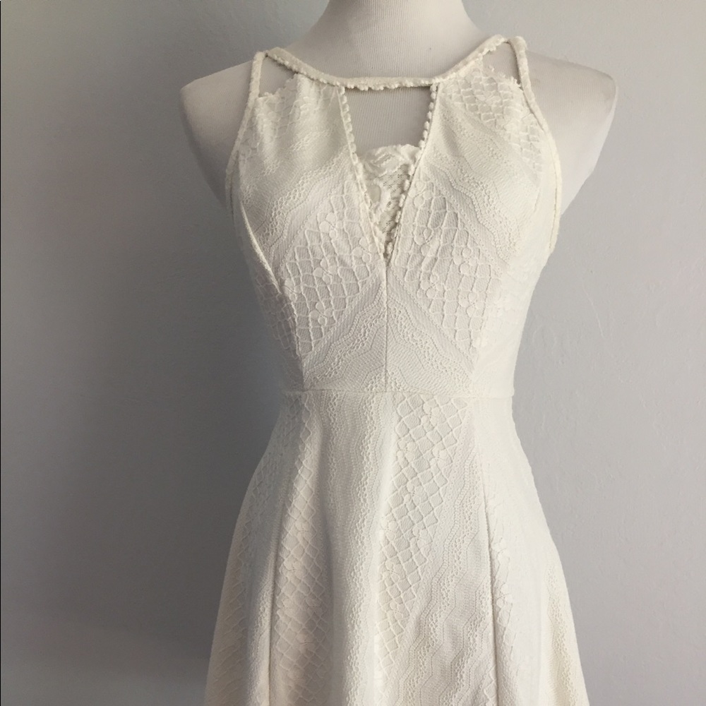 Free People white lace dress.